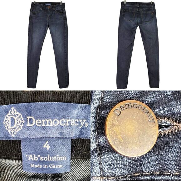 Democracy Jeans AB Solution Women's Size 4 Blue Dark Wash Skinny Leg Mid Rise - Picture 1 of 10